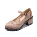 British-style Retro Artistic Chic Chunky-heeled Low-cut Womens Shoes view 9