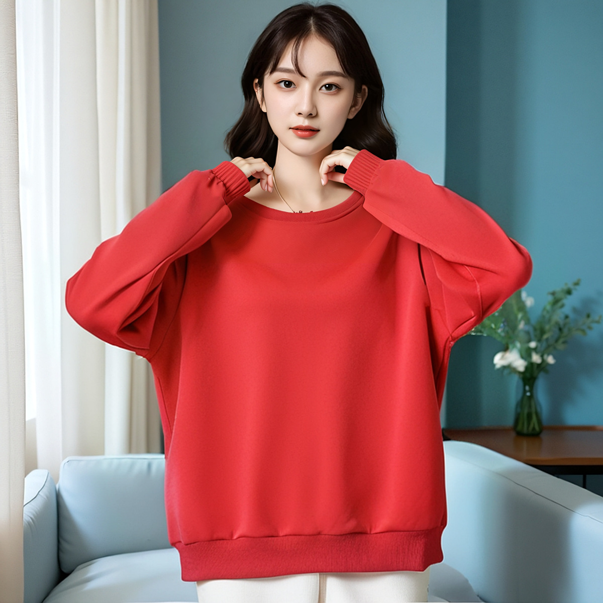 New Long Sleeve Sweater Solid Color Loose Top