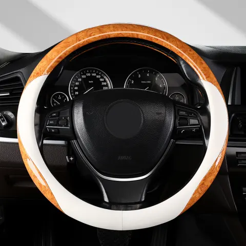 Car Steering Wheel Cover Peach Wood Grain All-season Universal