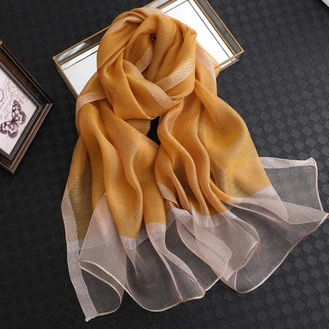 Summer Women's Solid Color Thin Fashion All match Plaid Scarf Yellow - Shop at LoveMi