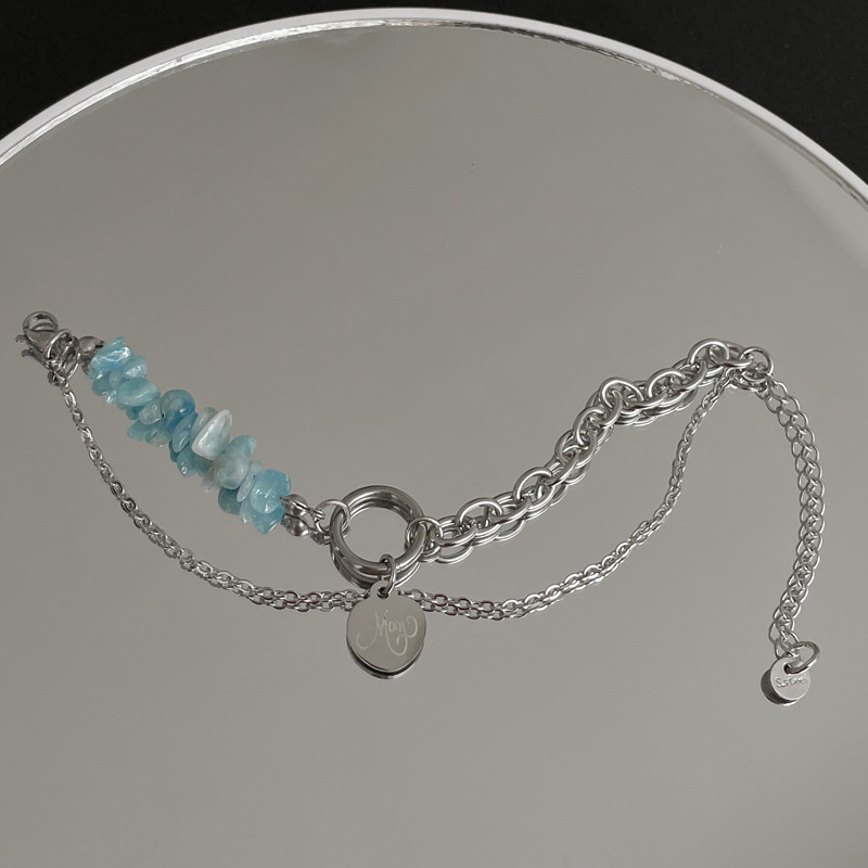 Sweet Cool Personality Gravel Stitching Heart Bracelet