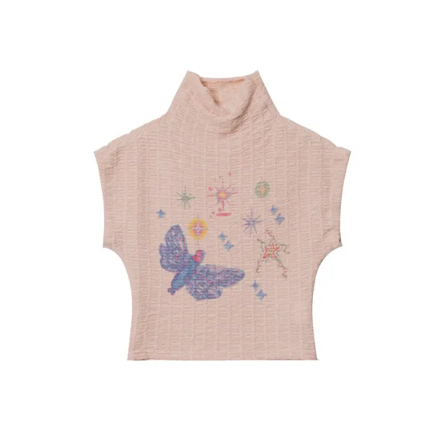 American Turtleneck Print Craft Top Pink - Shop at LoveMi