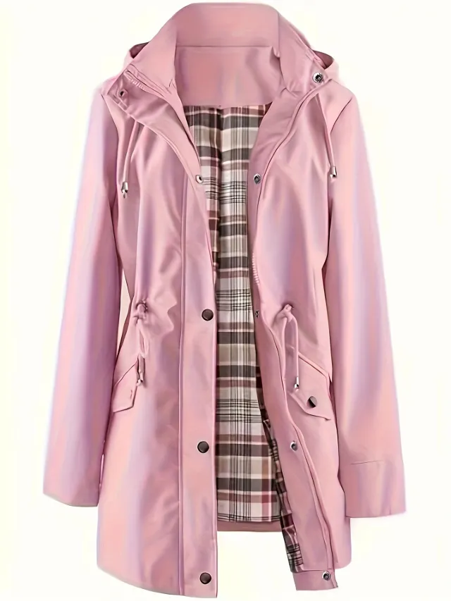 Women's Outdoor Sports Lightweight Hoodie Cinched Coat Pink - Shop at LoveMi