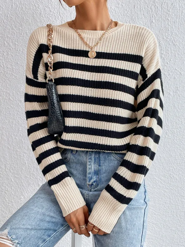 Women's Classic Striped Inner Knitted Top Black - Shop at LoveMi