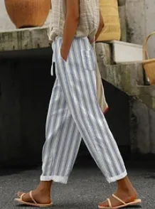 Linglong Linen Drawstring Leisure Trousers Gdsub - Shop at LoveMi