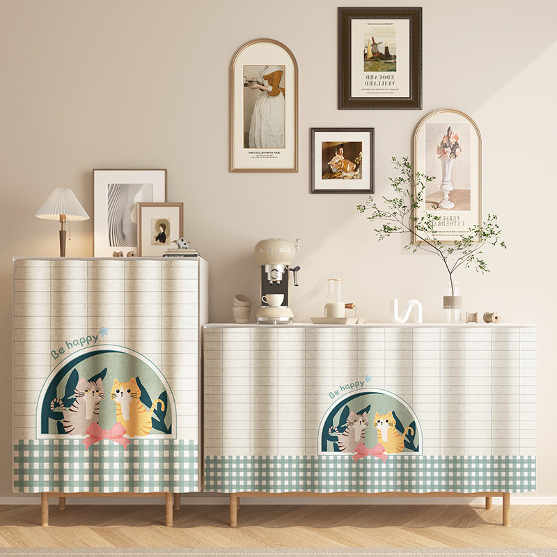 Cabinet Shade Curtain Kitchen Cabinet Wardrobe Dustproof Curtain Punch-free