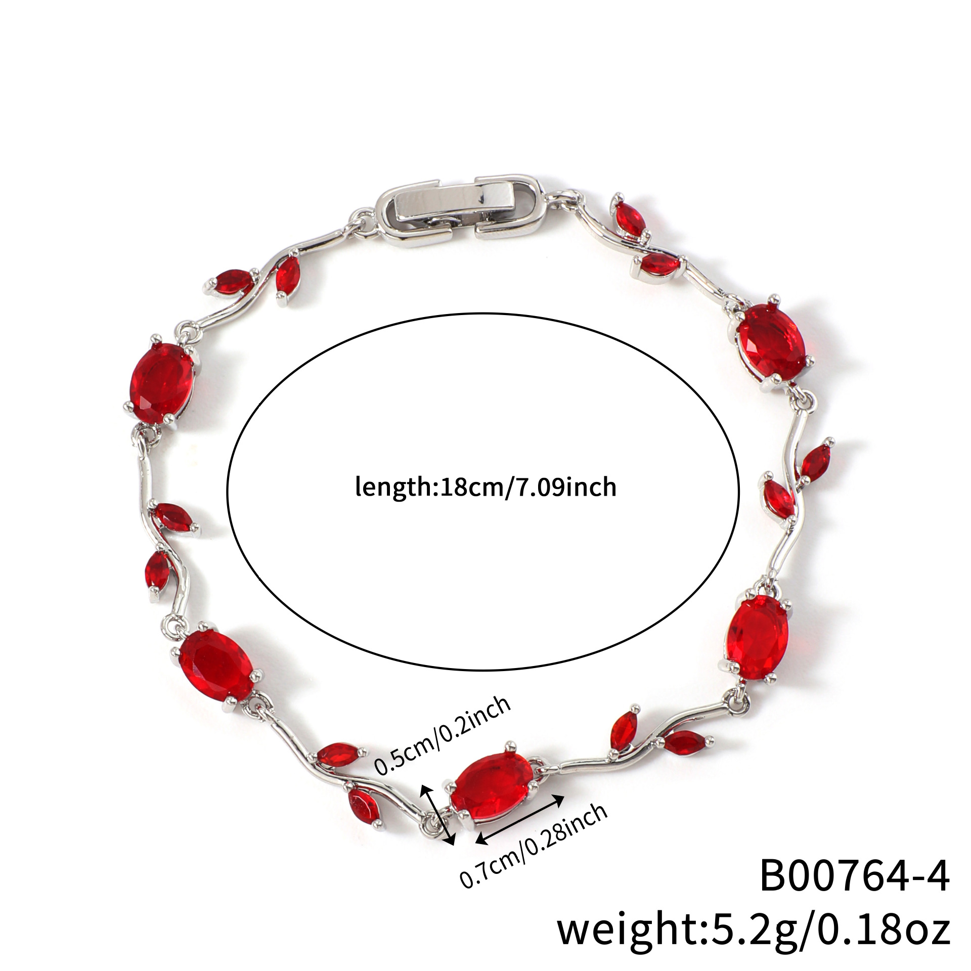 Womens Colorful Leaf Elliptical Geometric Zircon Bracelet