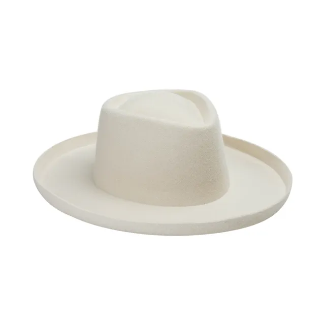 Simple Fashion Wool Top Hat Vintage Curling Woolen Women's Felt Cap White - Shop at LoveMi