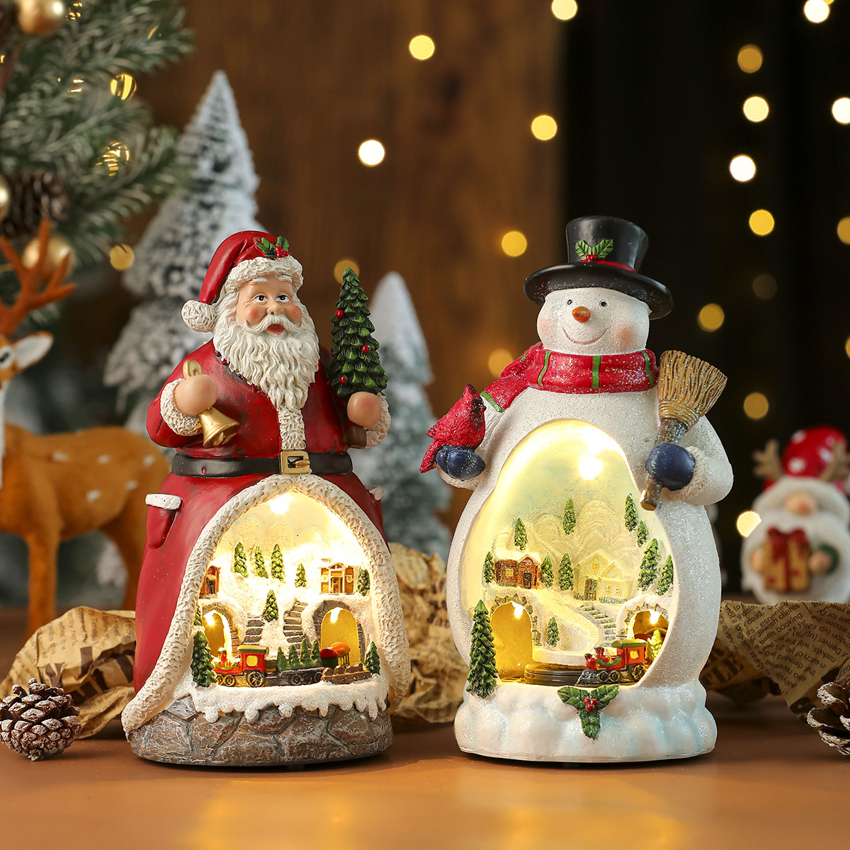 Christmas Resin Rotating LED Colored Lamp Ornaments - Image 3