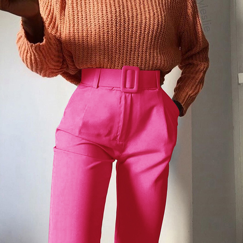 Title 5, Slim solid color high waist 9 points pants