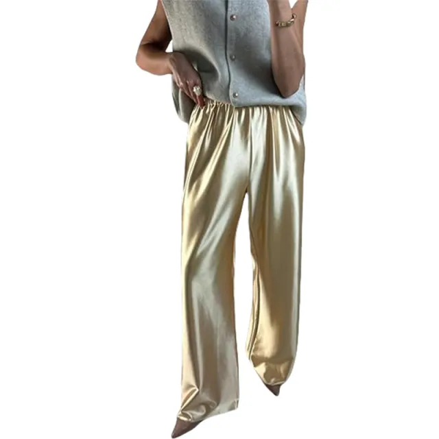 Thin Exercise Casual Baggy Straight Trousers Wide Leg Trousers Gold - Shop at LoveMi