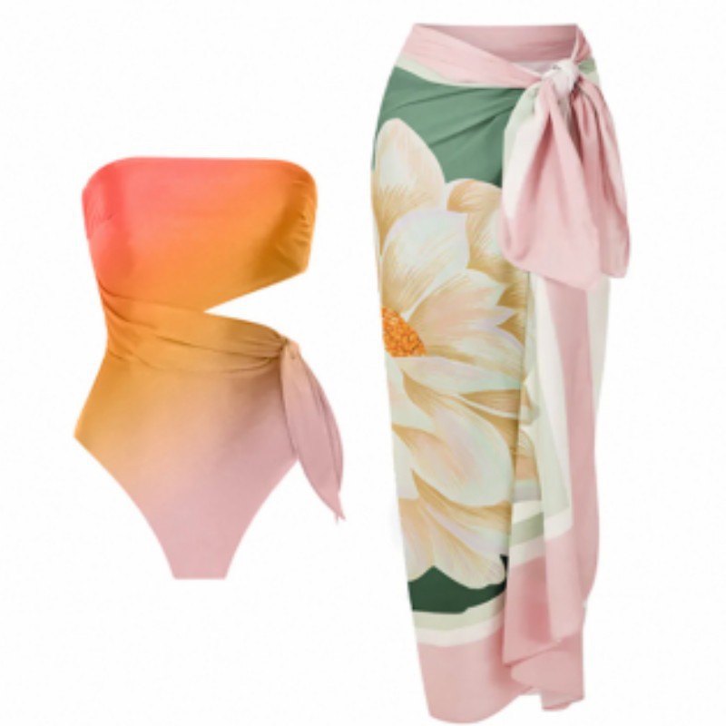 Women’s French-style Retro Printed One-piece Swimsuit