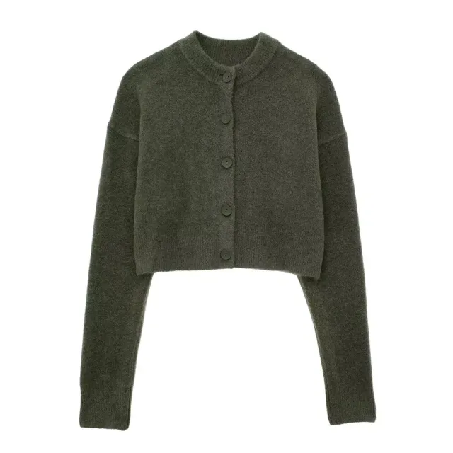 Women's Fashion Temperament Decorated Row Button Knitted Cardigan Coat Sweater Green - Shop at LoveMi