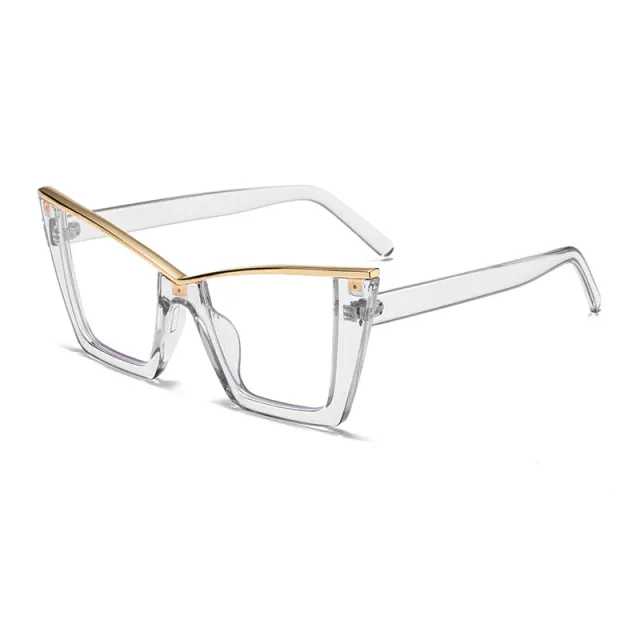 European And American Ins Cat Eye Frame Trendy All match Anti blue Light Glasses Gray - Shop at LoveMi