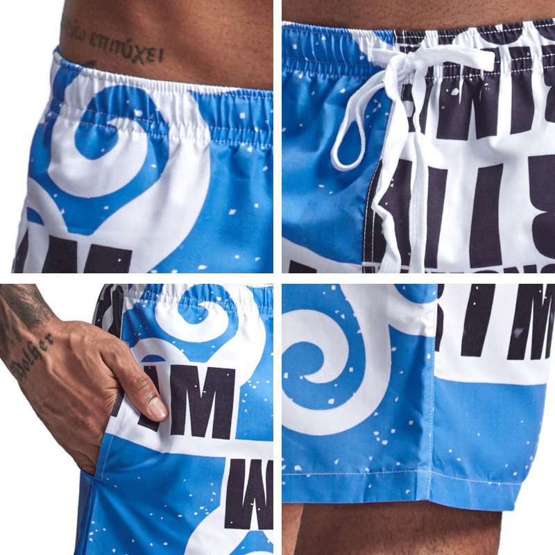 Men's Printed Boxer Beach Pants Fashion Printed Straight