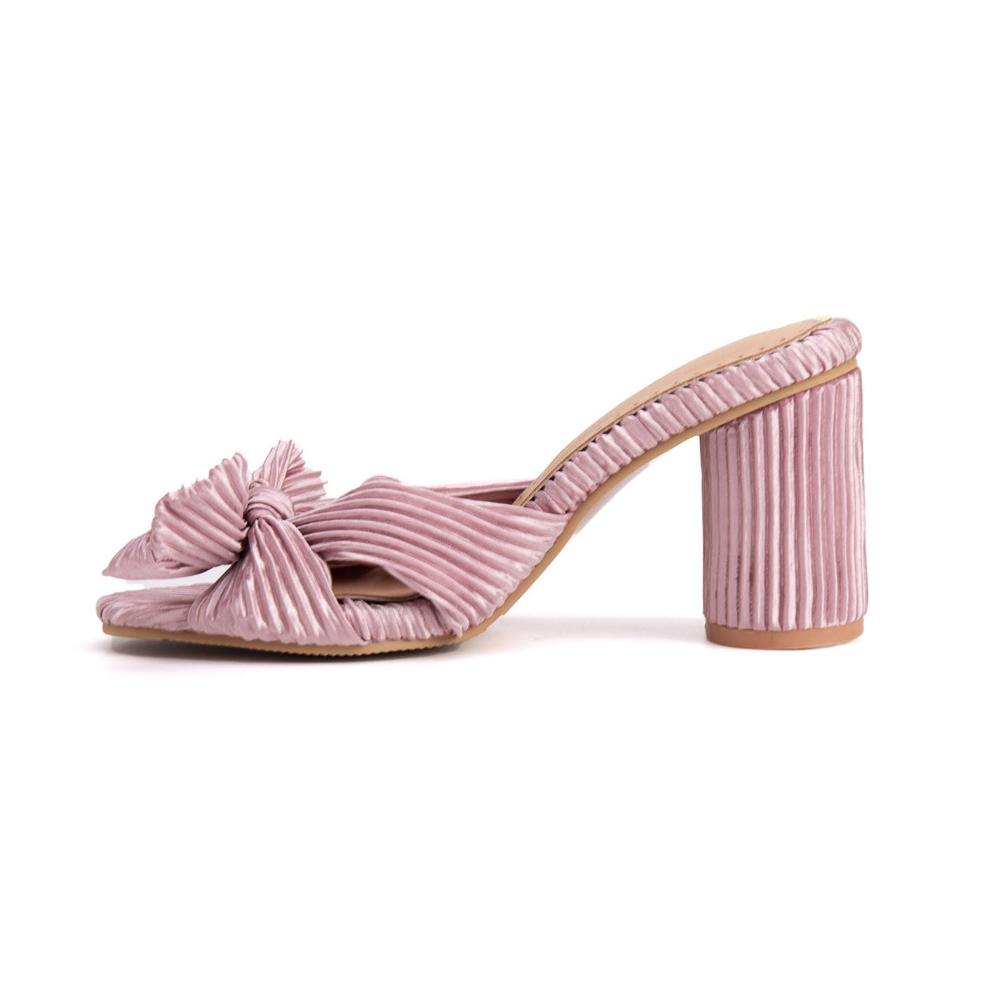 Satin Peep-Toe Chunky-Heel Sandals, picture 11 of 12