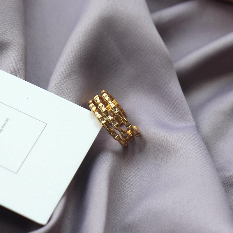Niche Three-layer Design Open Ring 18K Gold-plated Ring