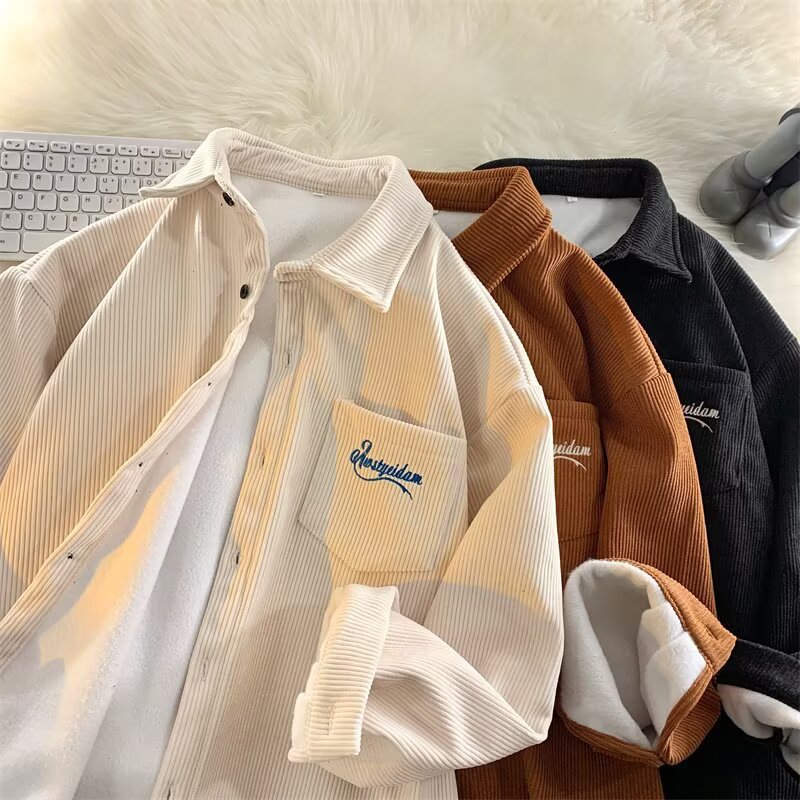 Mens Retro Casual Corduroy Shirt Coat