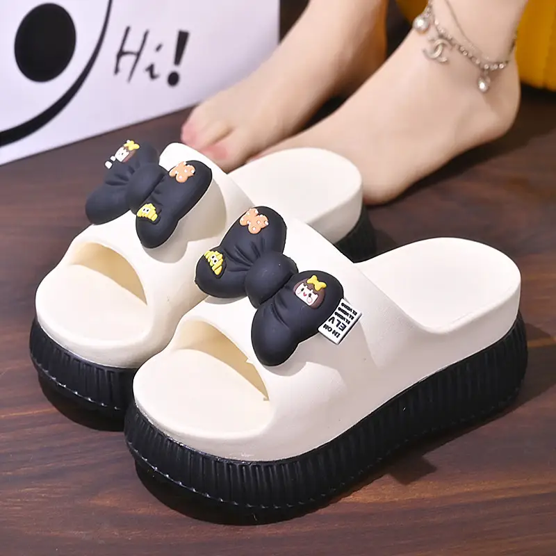Summer Ladies Bow Fairy Style Thick Bottom Interior Home Bathroom Slippers