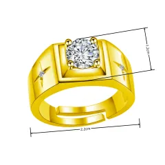 Lucky Cross Star Inlaid Diamond Plated 18K Ring - Gold - View 1
