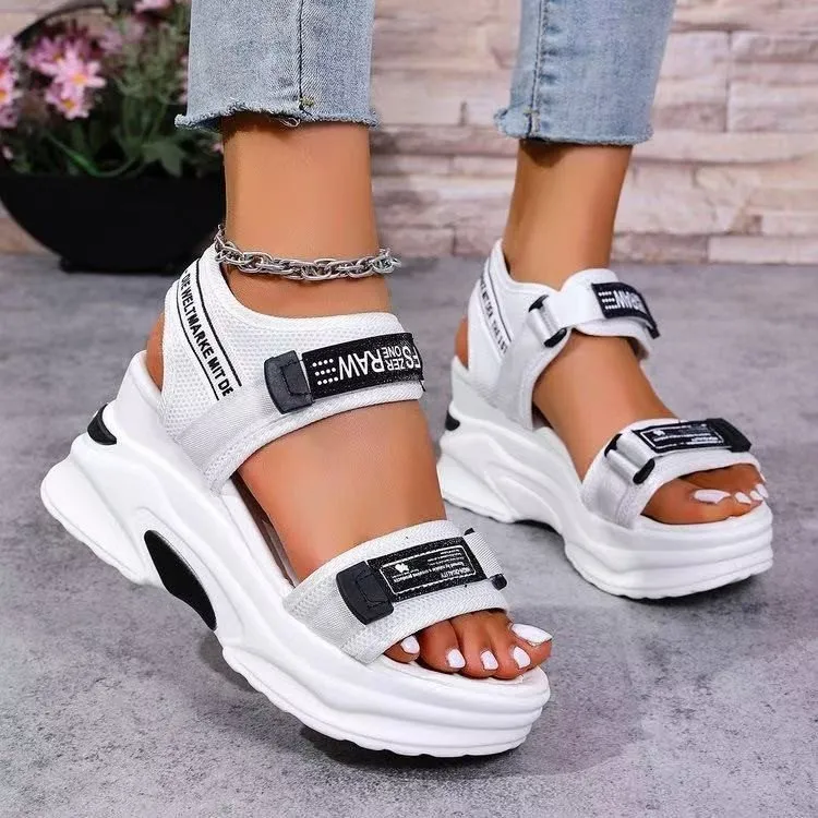 Summer Wedge Sandals Women's Platform Sports Beach Shoes - White