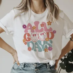 Sweet Cute Letters T-shirt Loose Round Neck - 15 Style - View 1
