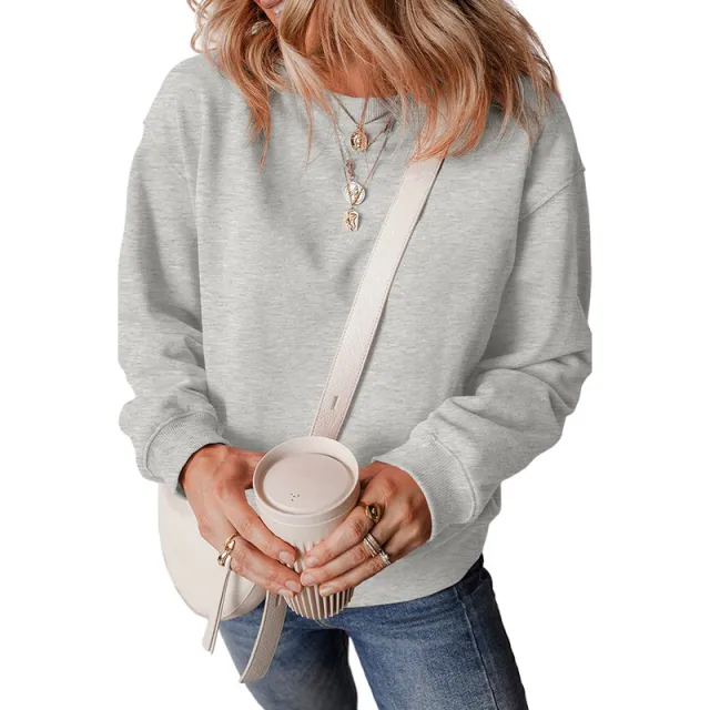 New Pure Color Minimal Versatile Pullover Sweater For Women Gray - Shop at LoveMi