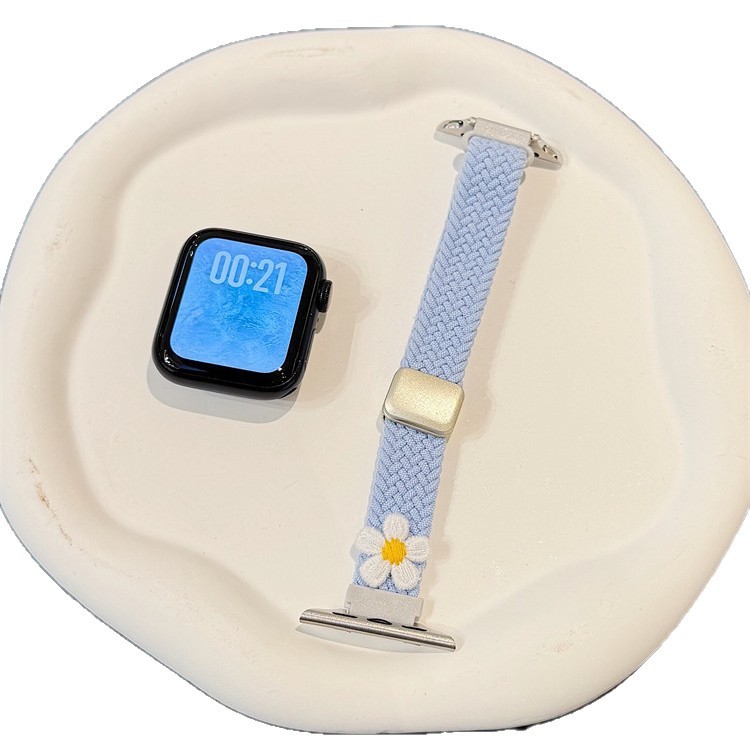 Fashionable Floral Woven Nylon Magnetic Watch Strap 2