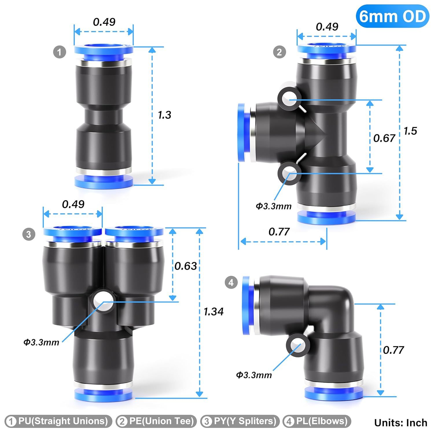 Title 8, 6mm Pneumatische snelkoppeling voor efficiënte ...