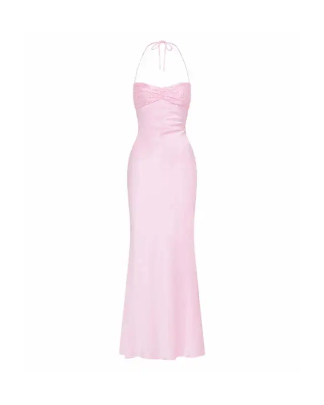 Solid Color Backless Tie up Bodycon Dress Pink - Shop at LoveMi
