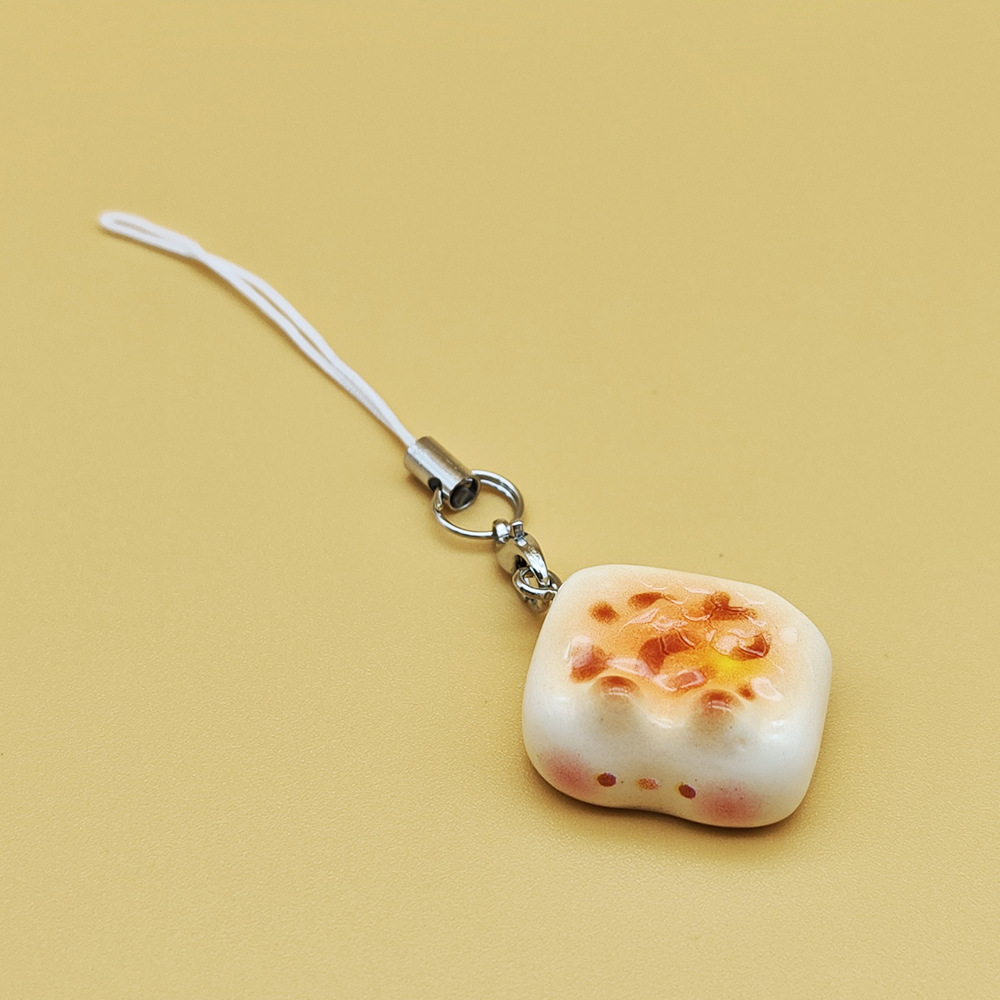 New Cute Kitten Egg Tart Simulation Mobile Phone Pendant - Image 3