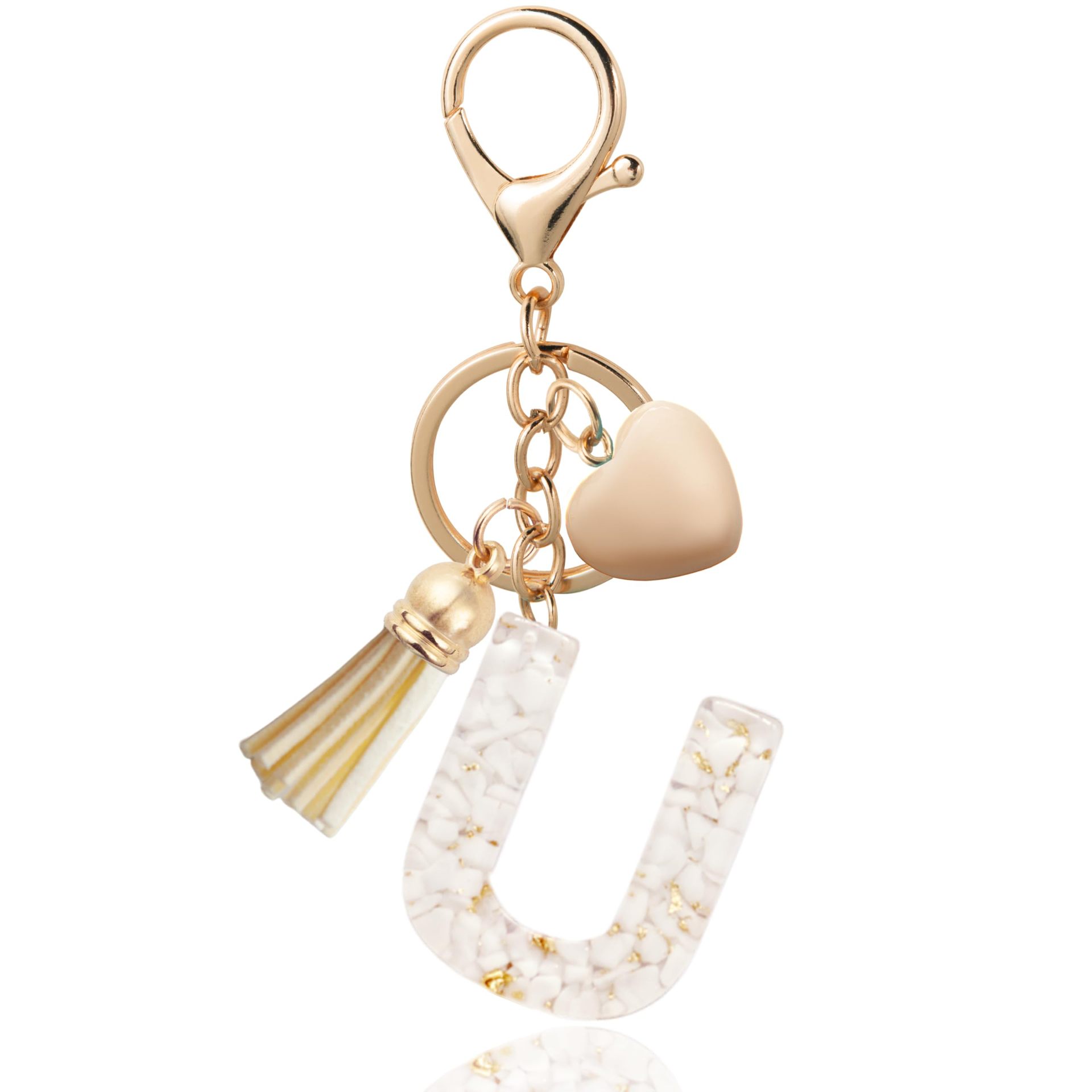 Fashionable Personalized Heart-shaped Pendant With White Shell Fragments Lettering And Tassel