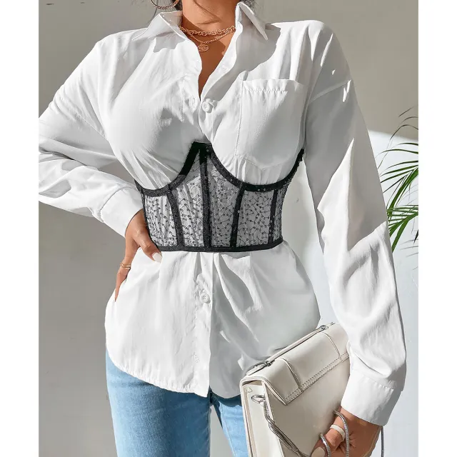 Fashionable Outerwear Street Vest Sequin Waist Seal Women Black - Shop at LoveMi