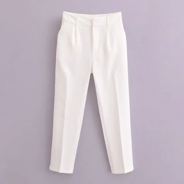 High Waist Slimming Skinny Pants Versatile Casual Suit Pants Pure White - Shop at LoveMi