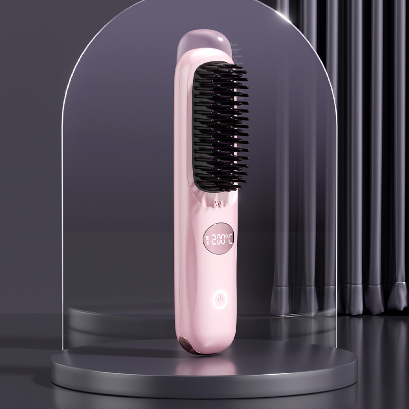 LCD USB Charging Ceramic Heating Comb Straight Hair 8