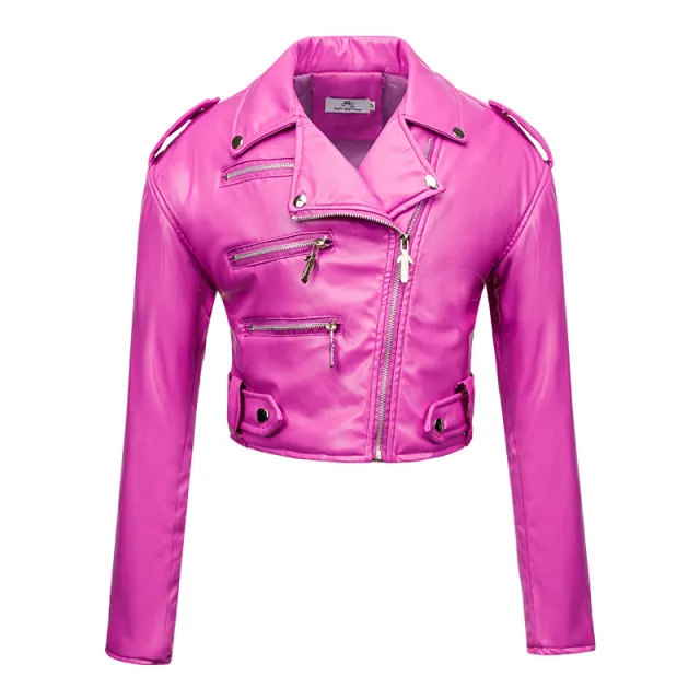 Women's Leather Top Slim Fit Short Cotton High Waist Rose Red - Shop at LoveMi