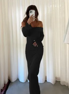 Fashion Personalised Off-shoulder Solid Colour Sexy Slim Dress - Black - View 1