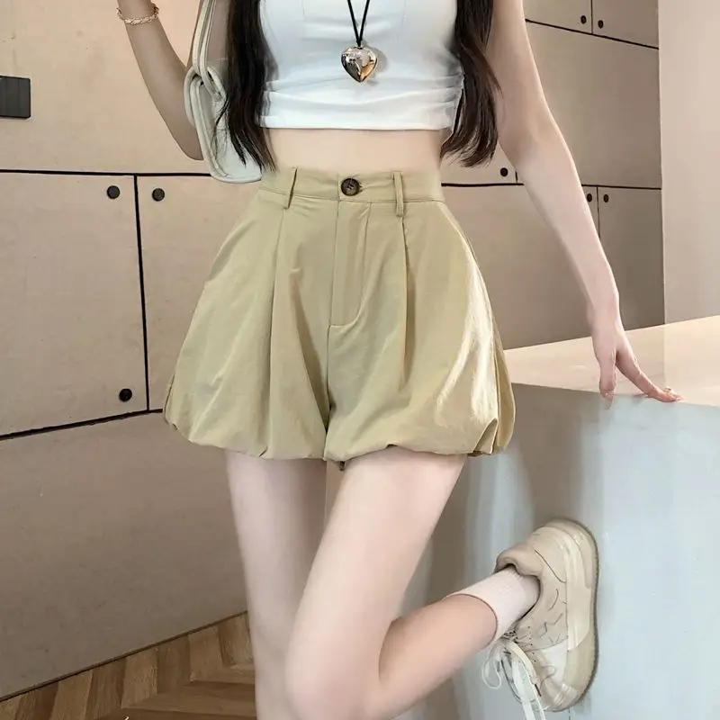 High-waisted Figure-flattering Loose-fit Casual Black Letter-print Shortslightweight Design