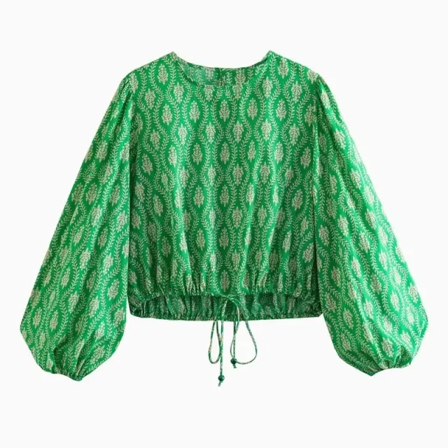 Women's Printing Coat Trousers Suit Green Top - Shop at LoveMi