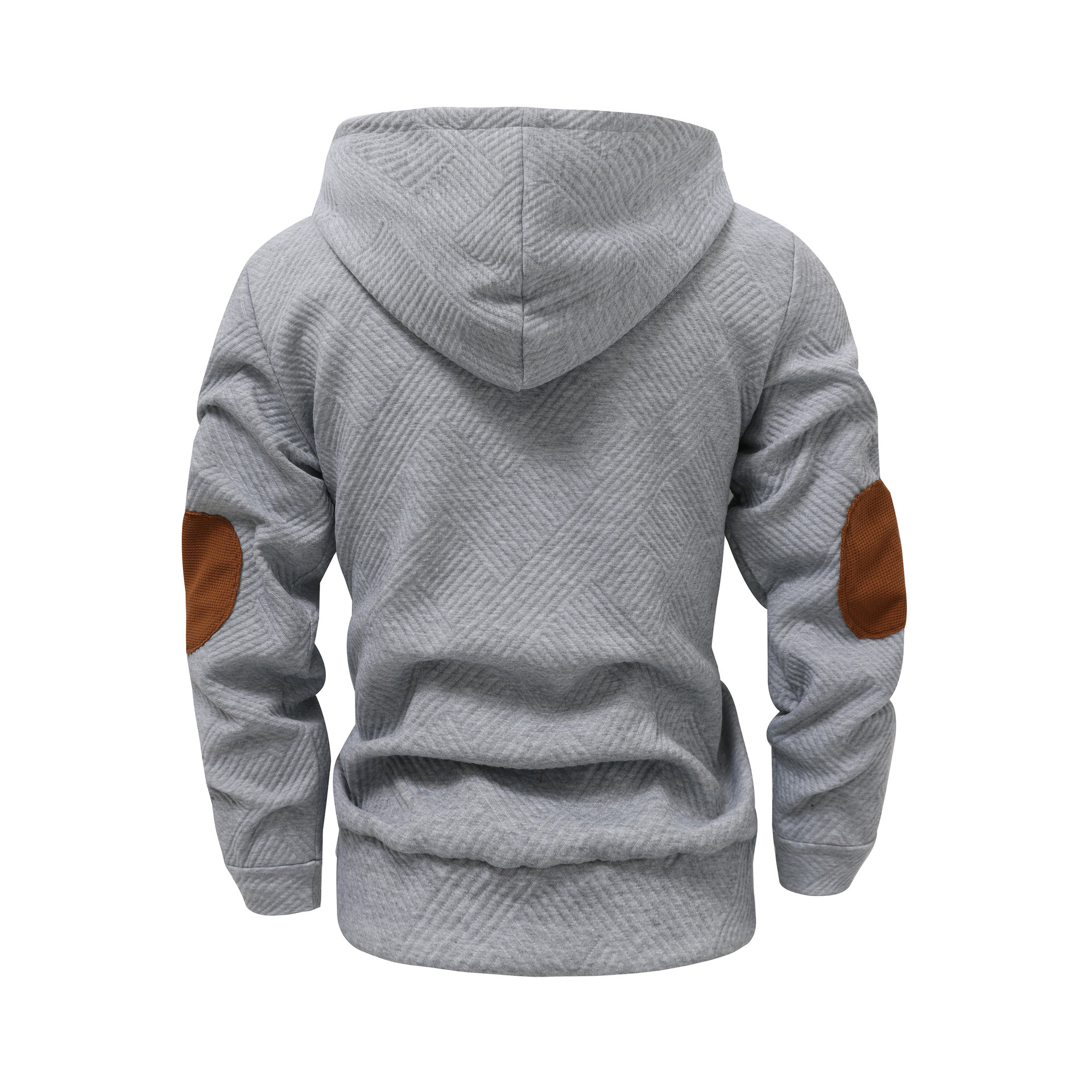 Men's Solid Color Jacquard Hooded Sweater Loose Sports And Leisure Coat