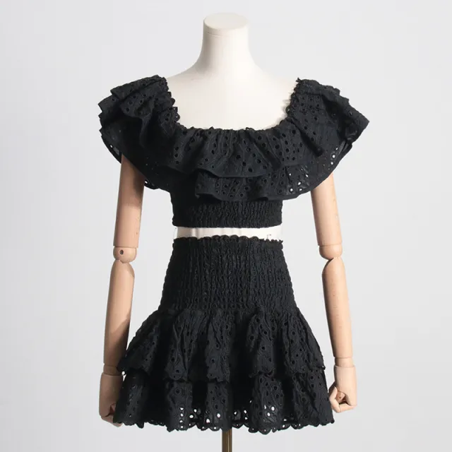 French Style Temperament Wooden Ear Short Top Black - Shop at LoveMi