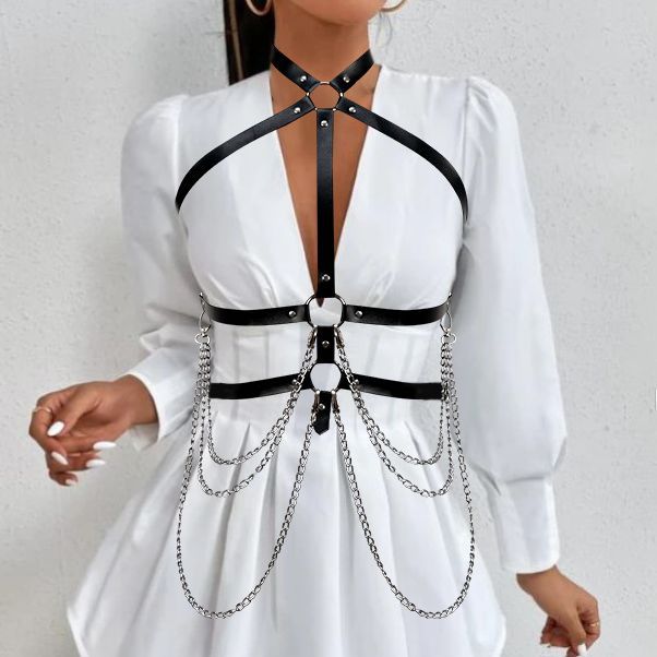 Multi-layer Chain High Neck Cami Belt Strap