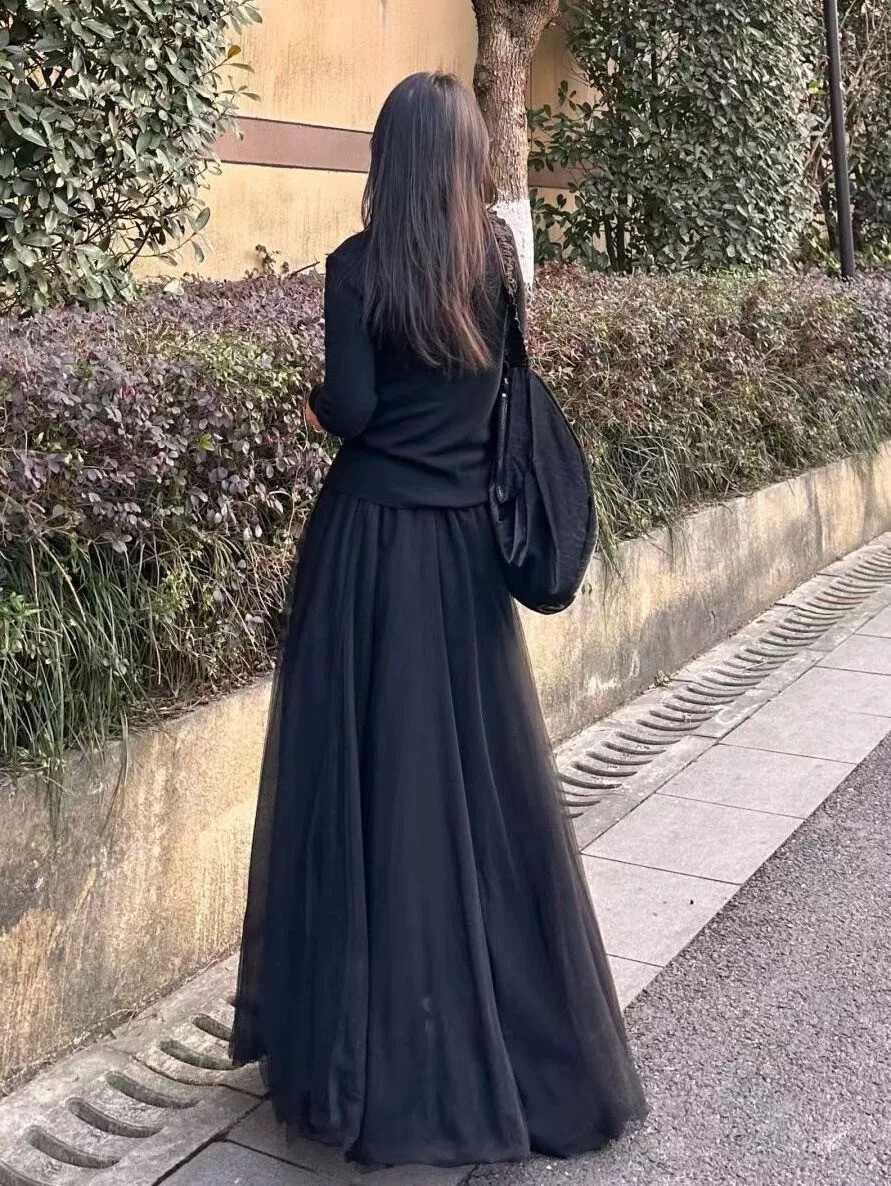 Women's High-waisted Niche Mid-length Mesh Skirt 5