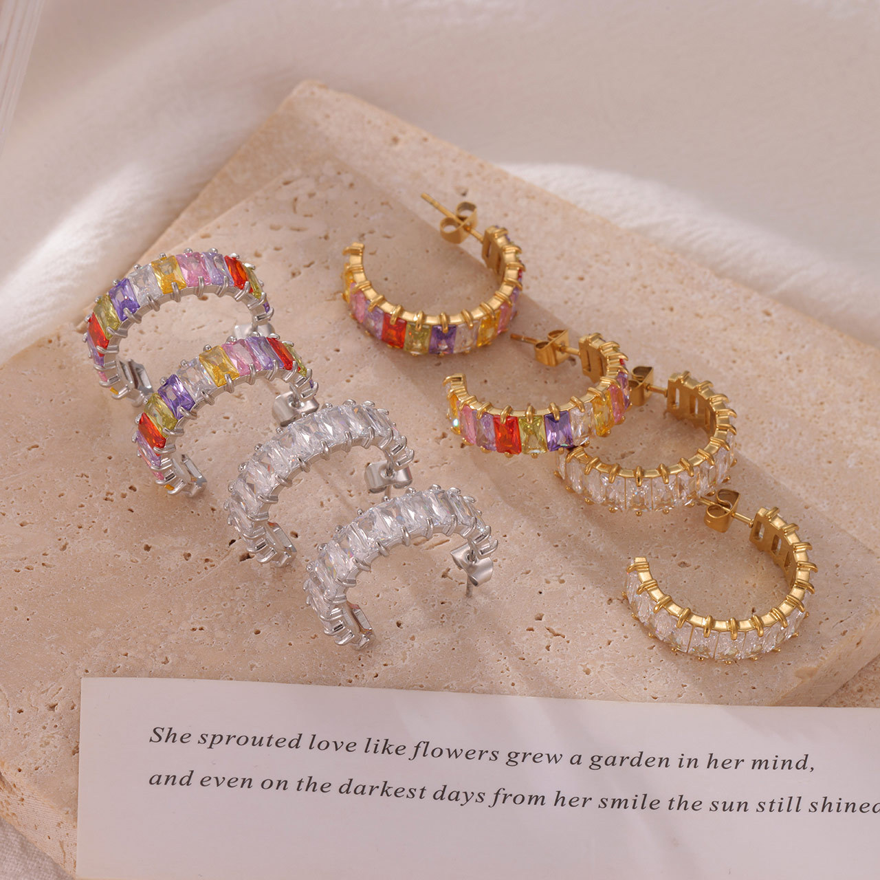 Colorful Shining Zircon Everyday Style Light Luxury Minority Stud Earrings