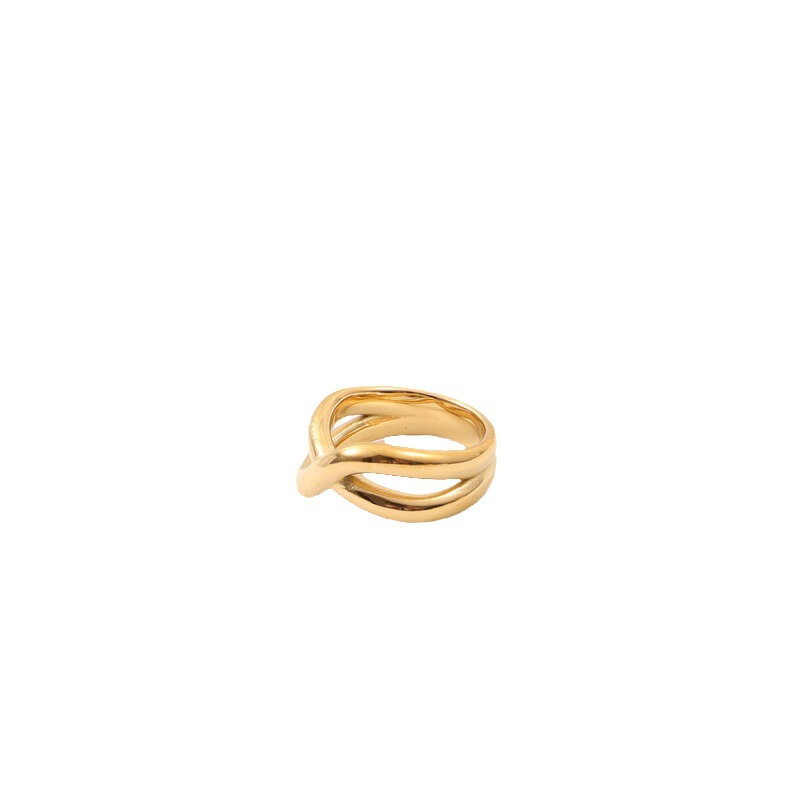 Artistic Abstract Design Titanium Steel Plating 18K Gold