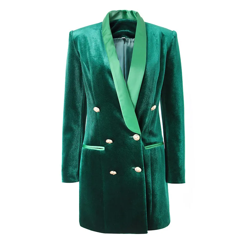 Women's Design Sense Niche Loose Velvet Dress Suit Skirt - Dark Green