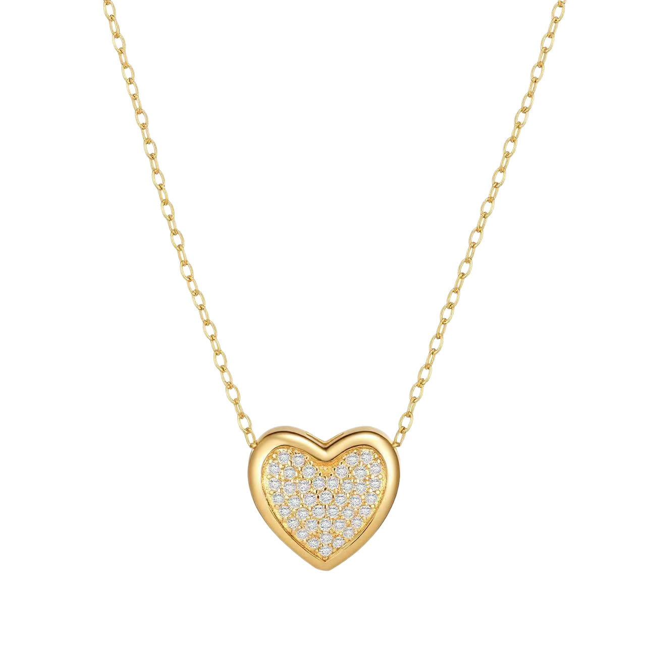 Double Heart Moissanite Necklace Womens Clavicle Chain With Pendant