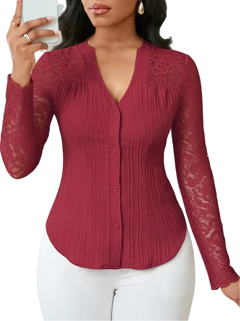 Hollow-out Long-sleeve V-neck Cardigan - Image 11