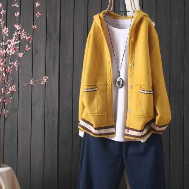 Hooded Knit Cardigan Sweater Coat For Women Yellow - Shop at LoveMi