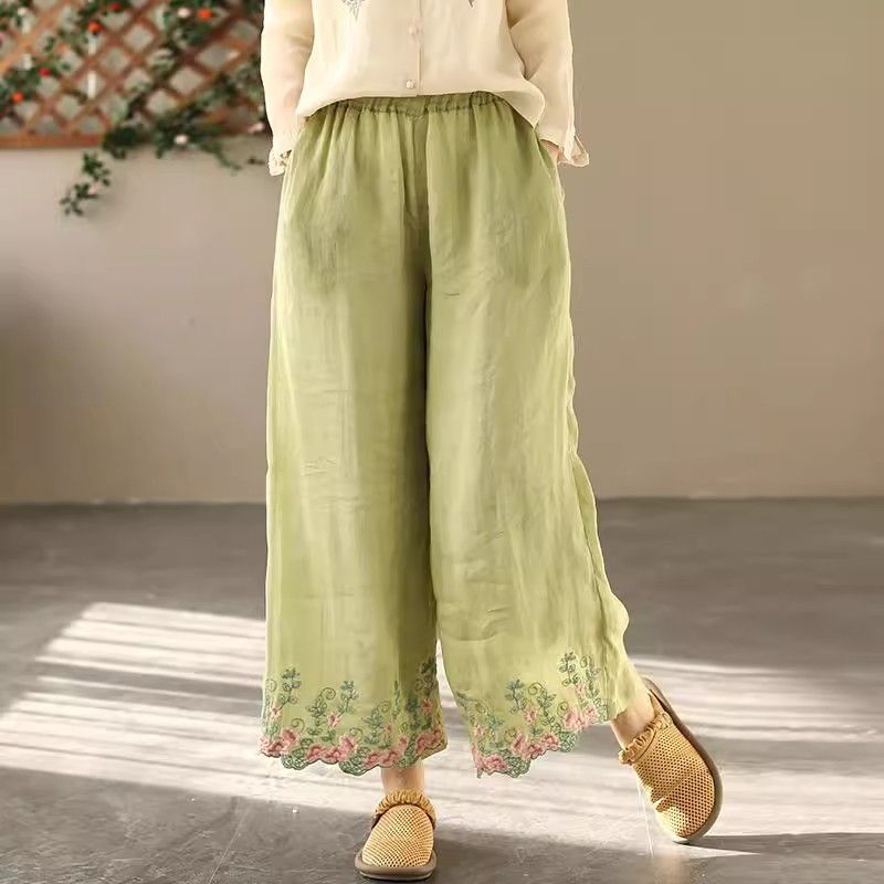 Moms Summer Cotton-linen Wide-leg Pants For Women